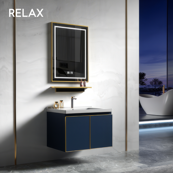 Ceramic and Wood Vanity Set - (cabinet, shelf & mirror)