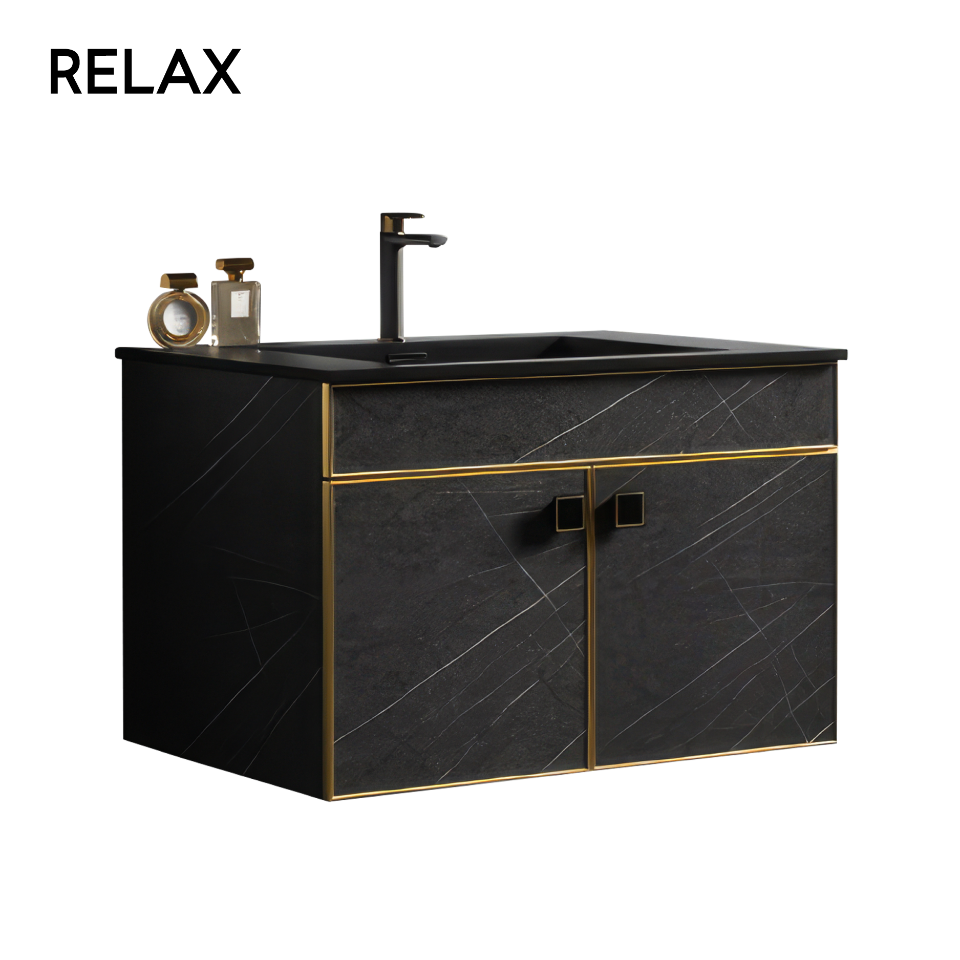 Ceramic and wood Vanity Set - (cabinet, shelf & mirror)
