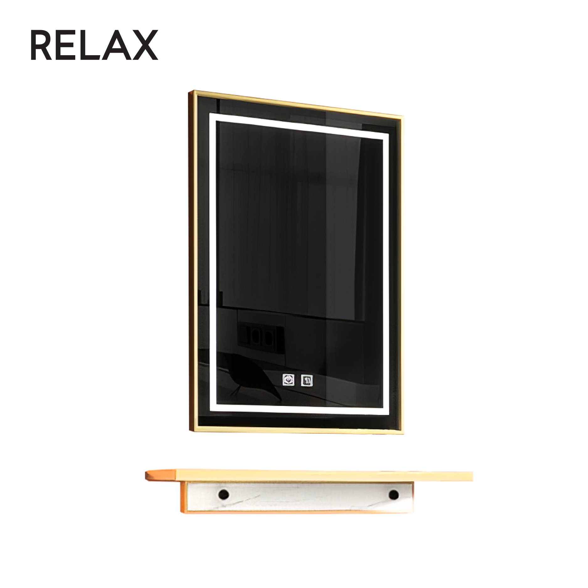 Ceramic and Wood Vanity Set - (cabinet, shelf & mirror)