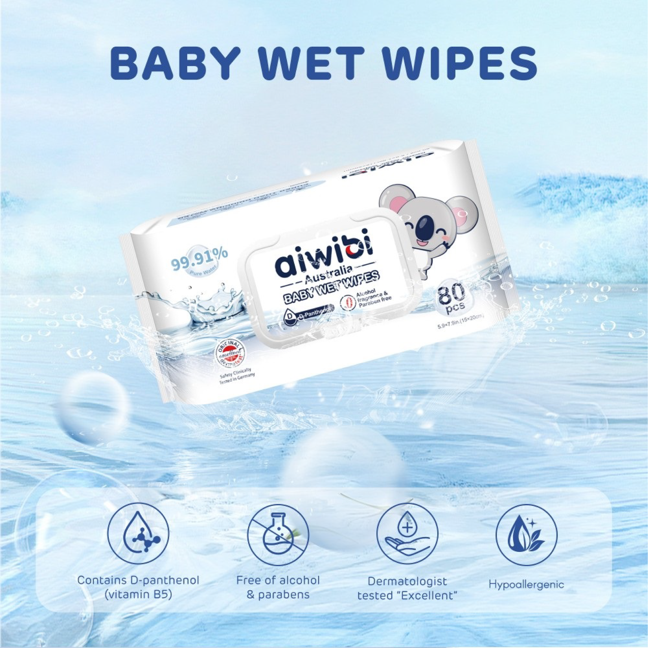 AIWIBI - 99.91% Pure Water - Wet Wipes (80pcs)