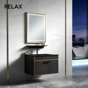 Ceramic and wood Vanity Set - (cabinet, shelf & mirror)