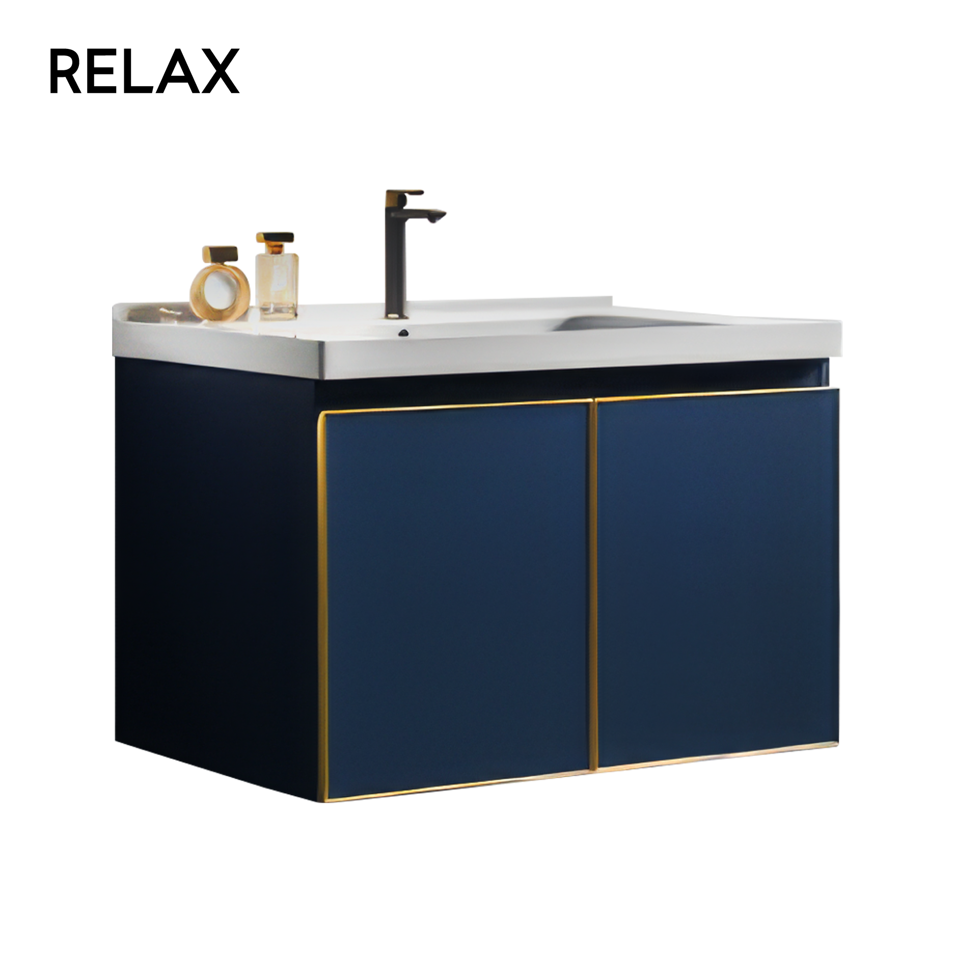 Ceramic and Wood Vanity Set - (cabinet, shelf & mirror)