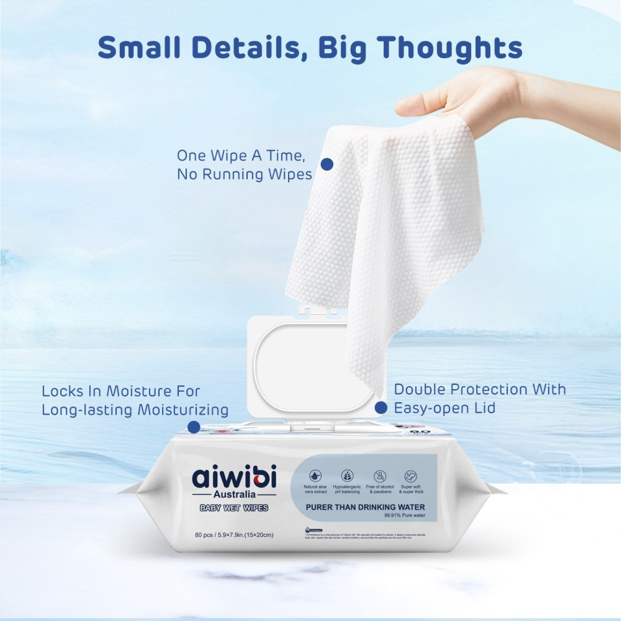 AIWIBI - 99.91% Pure Water - Wet Wipes (80pcs)