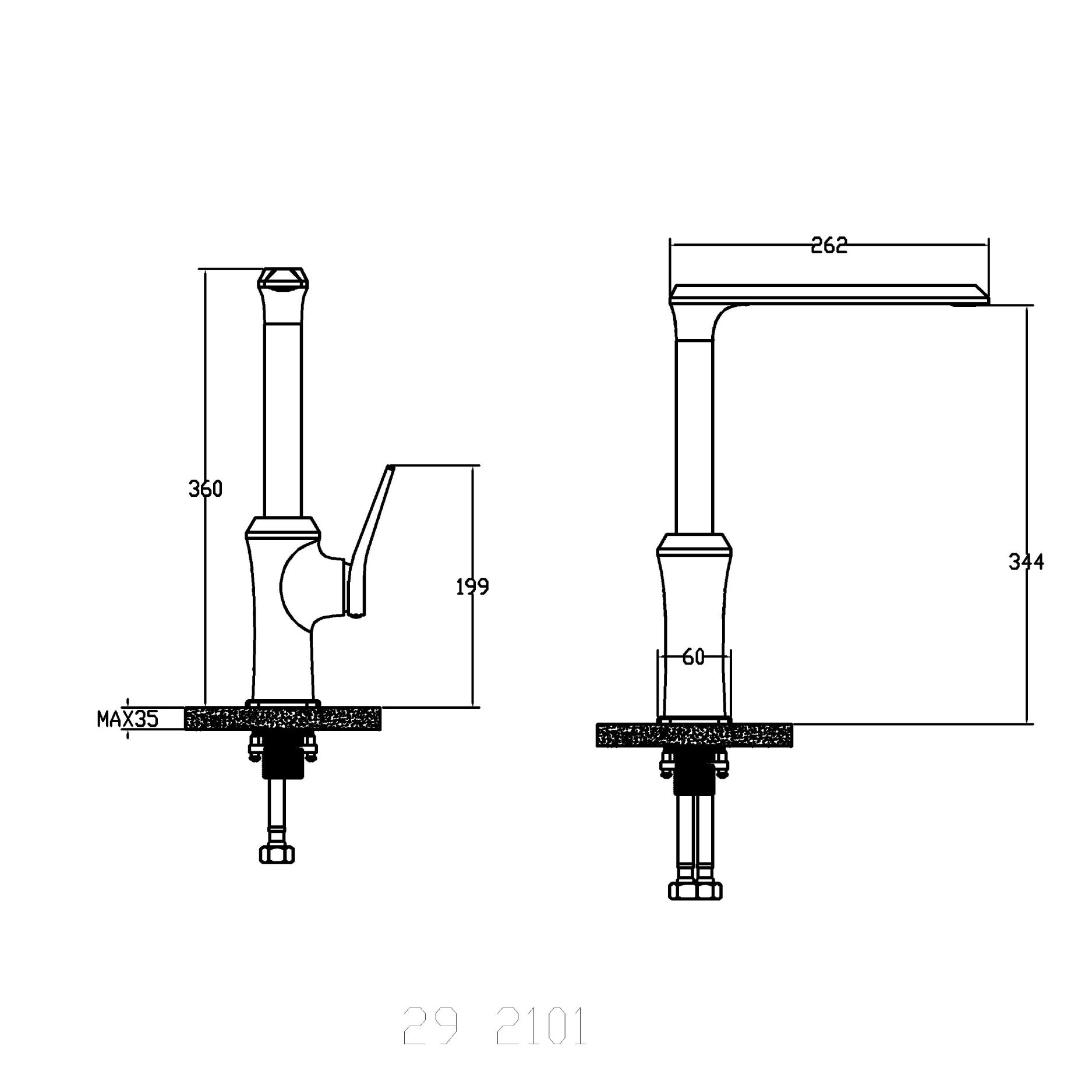 Kitchen tap - Brass - Hot & cold