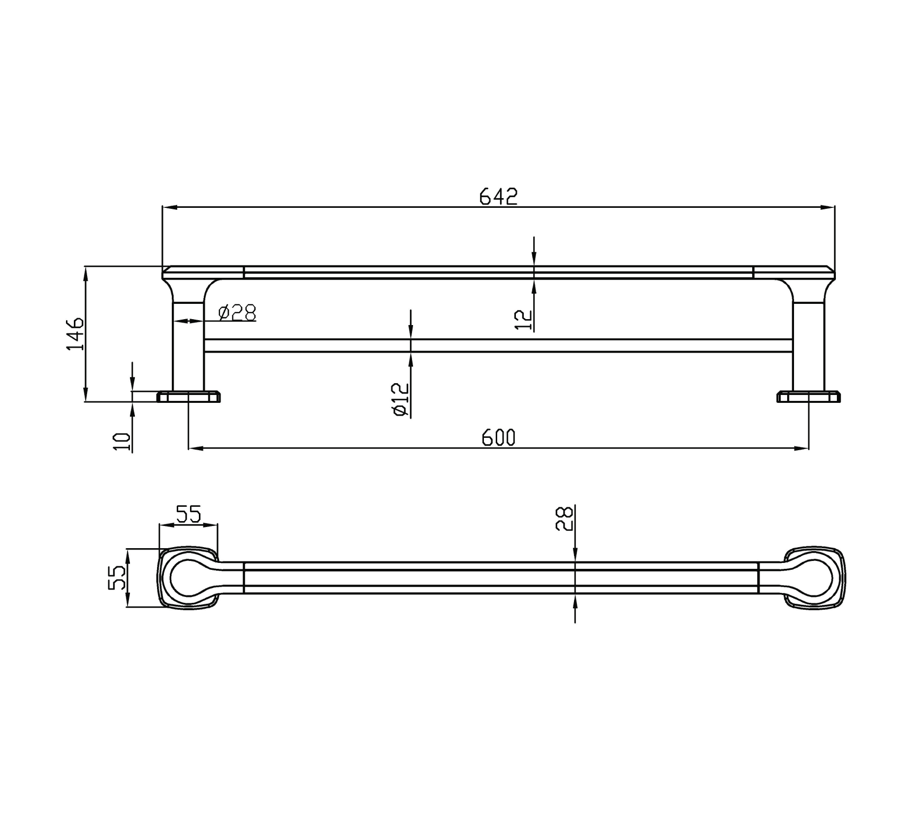 Double towel bar -Brass