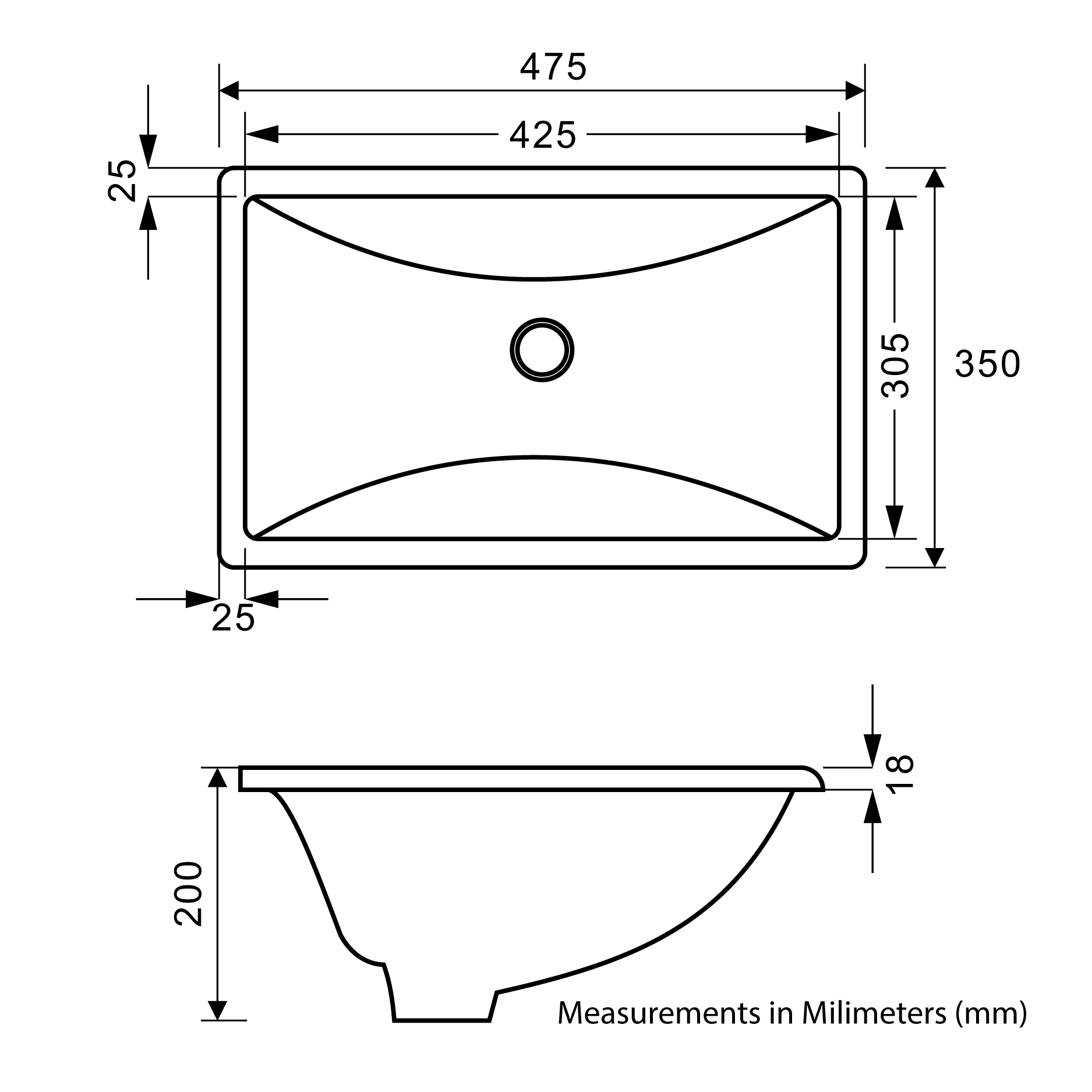 Under counter basin - Ceramic  - Gloss white