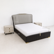 Leather Storage Bed with 2 Side Tables - Queen size