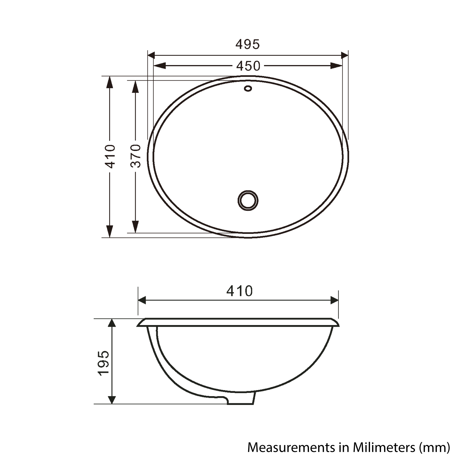 Under counter basin - Ceramic  - Gloss white