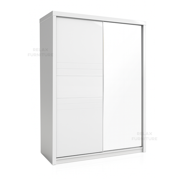 Glossy 2 Door sliding wardrobe with mirror (1.6m)