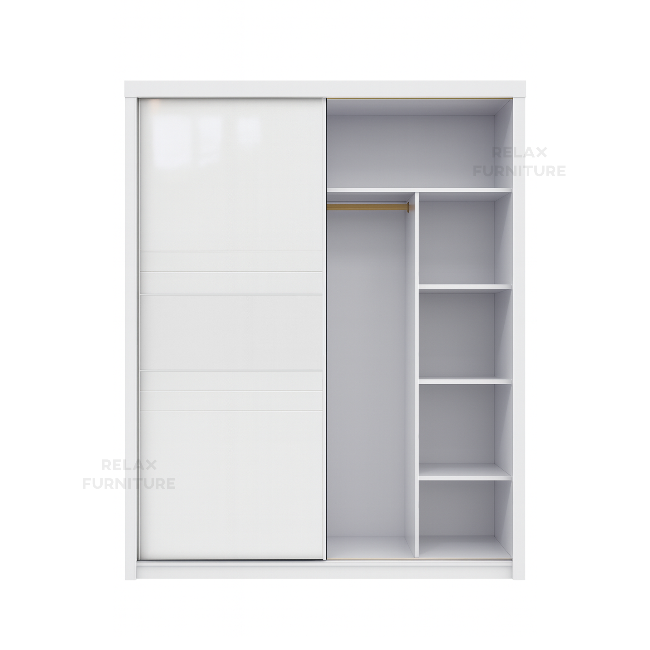 Glossy 2 Door sliding wardrobe with mirror (1.6m)