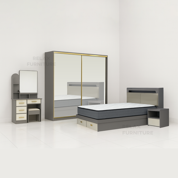 Bedroom set - with sliding door wardrobe