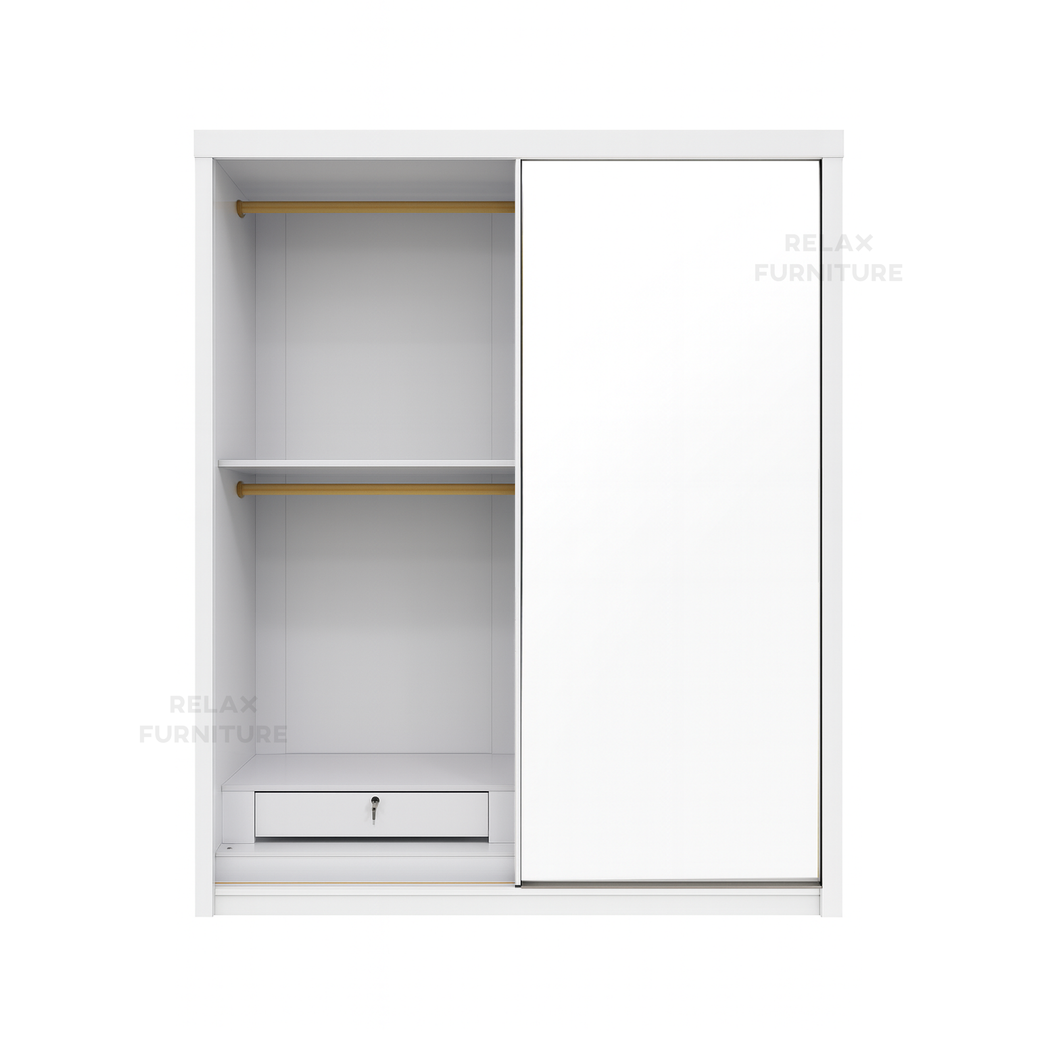 Glossy 2 Door sliding wardrobe with mirror (1.6m)