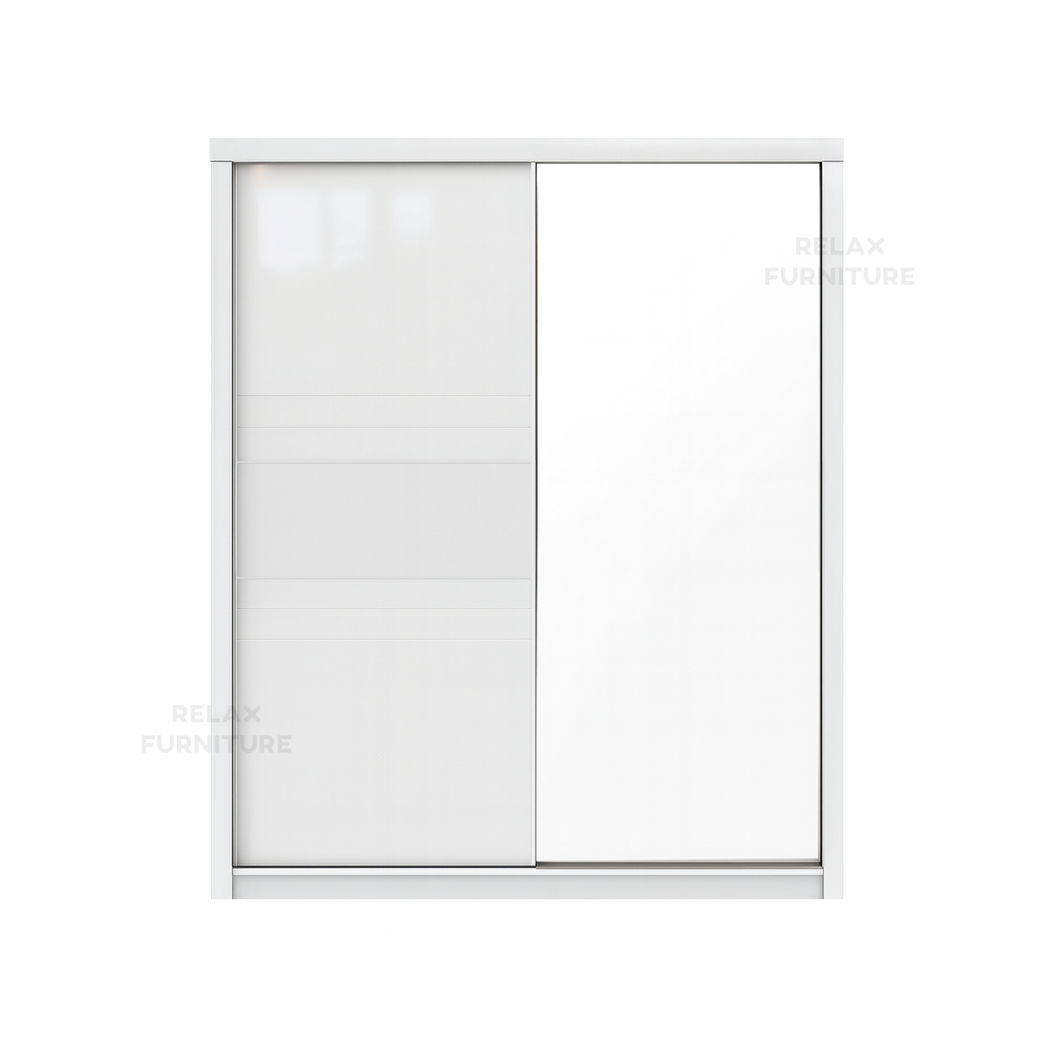Glossy 2 Door sliding wardrobe with mirror (1.6m)