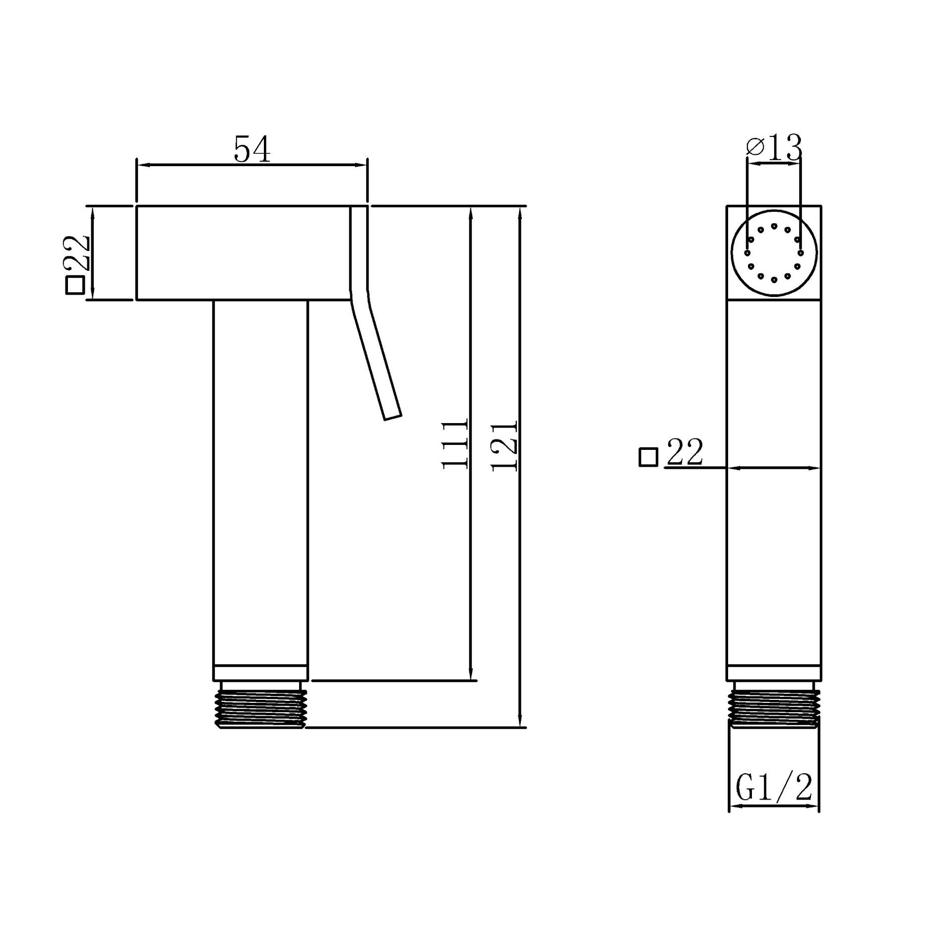Bidet sprayer  set - brass - matte black