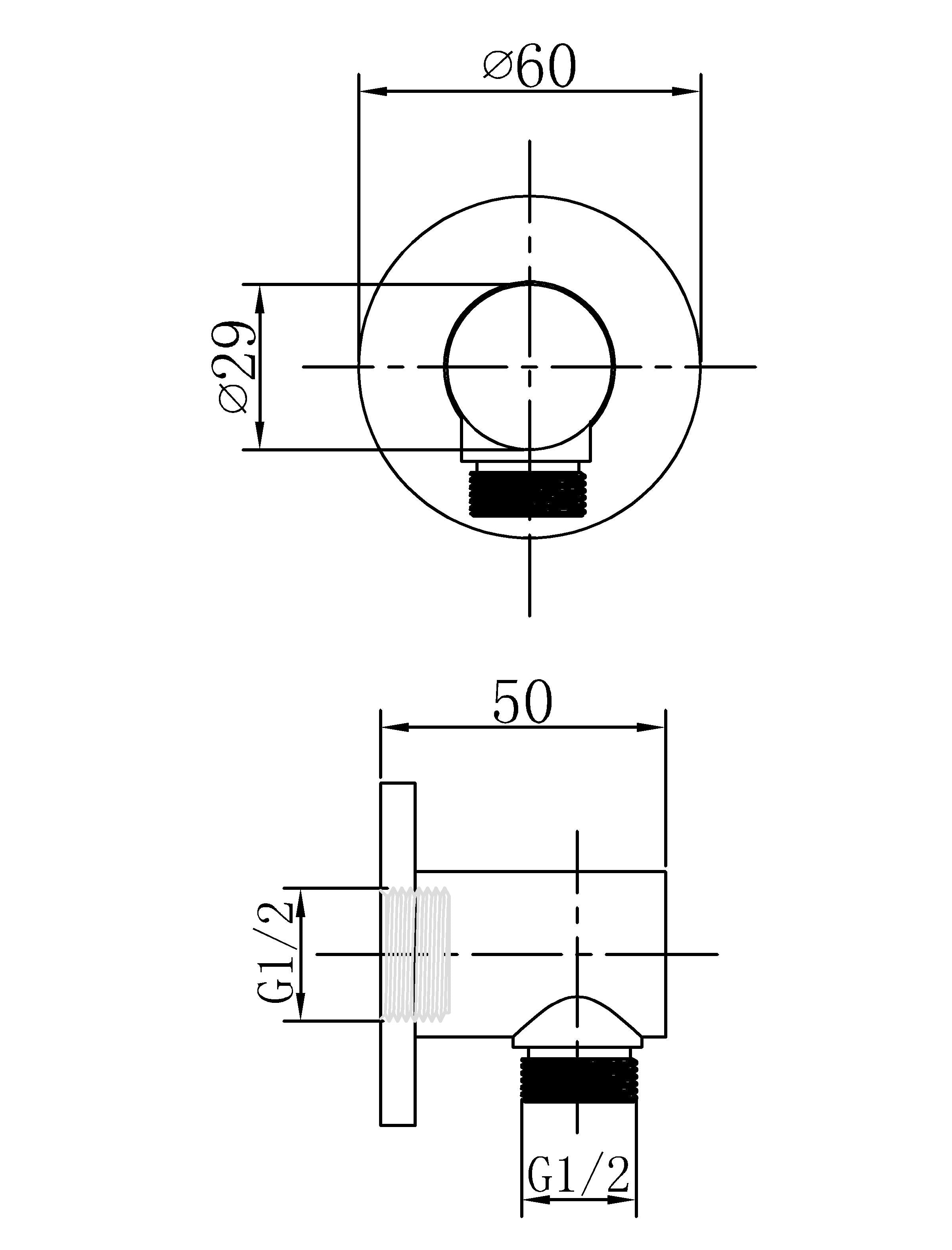 Shower elbow - Brass