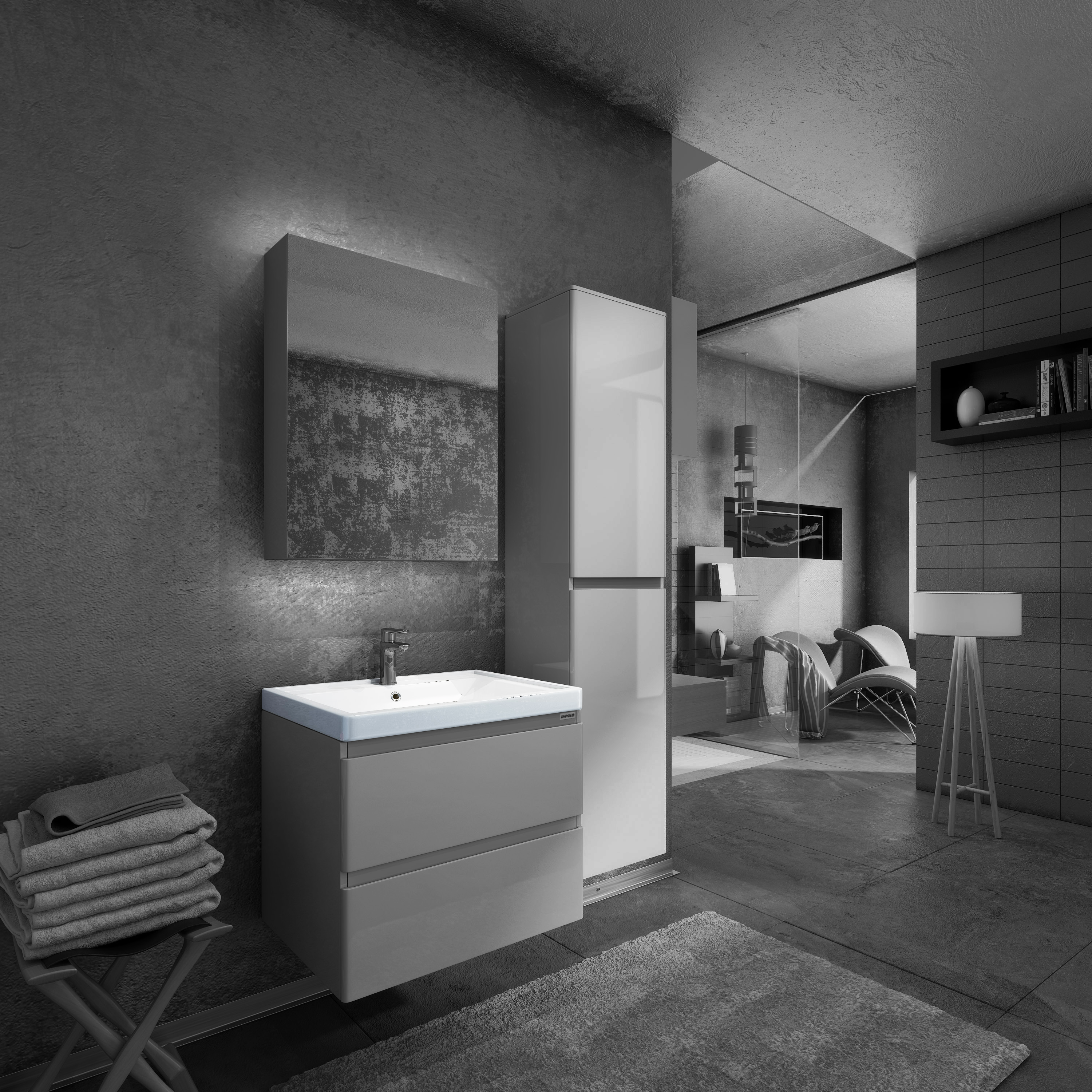 Ceramic Basin - with overflow - Glossy white