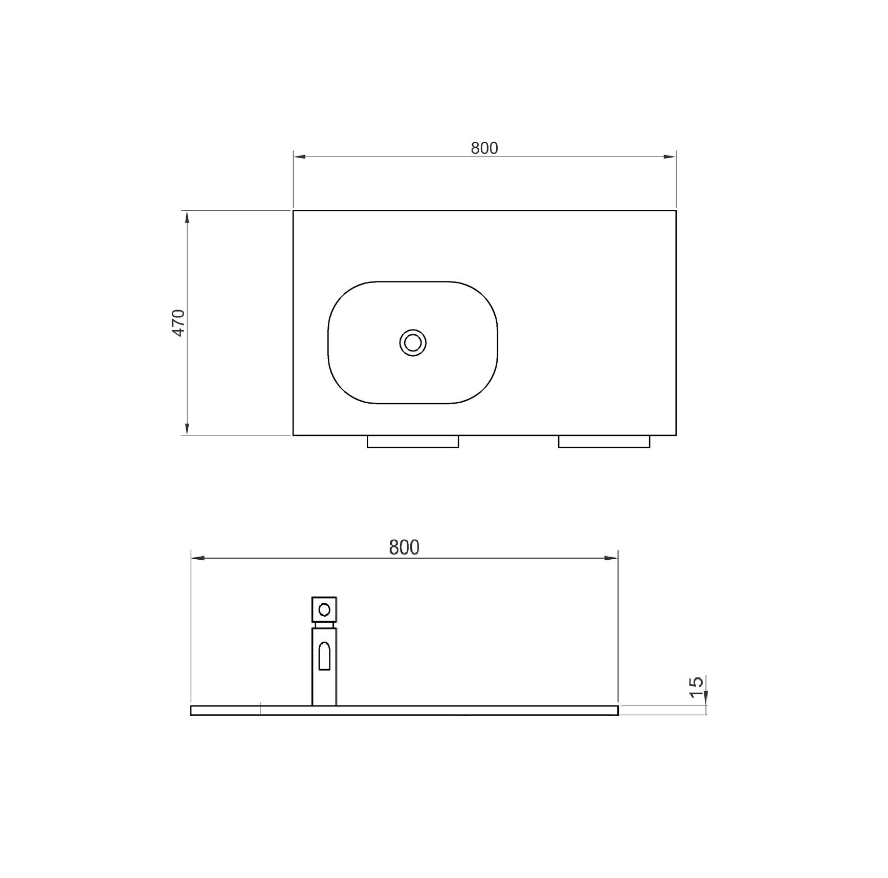 Artificial stone Basin - Glossy black