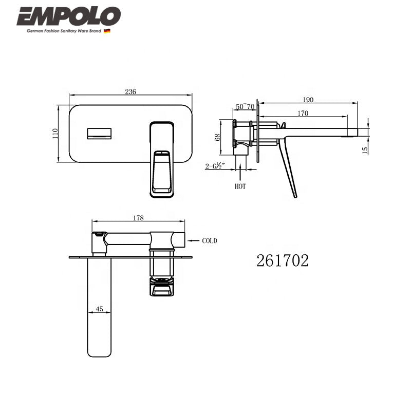 Wall-mounted shower mixer