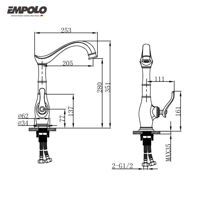 Kitchen tap - Brass -   Hot & cold