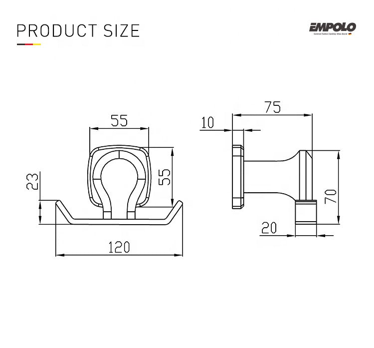 Double robe hook - Brass - Chrome