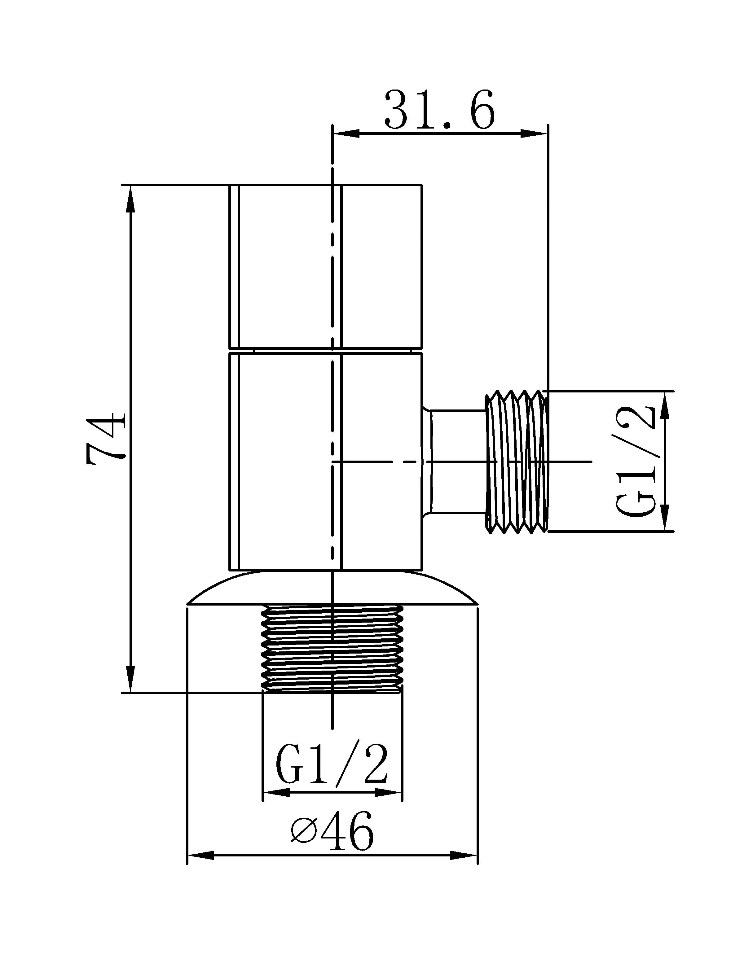Angle valve brass  - Chrome