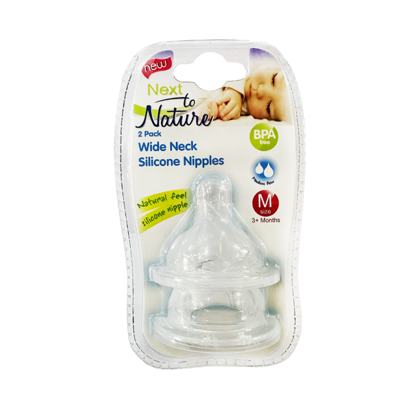 Next to Nature - M/L - Wide Neck silicone Teat set - 2pcs