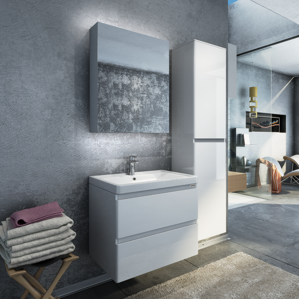 Artificial stone wash basin - Glossy white