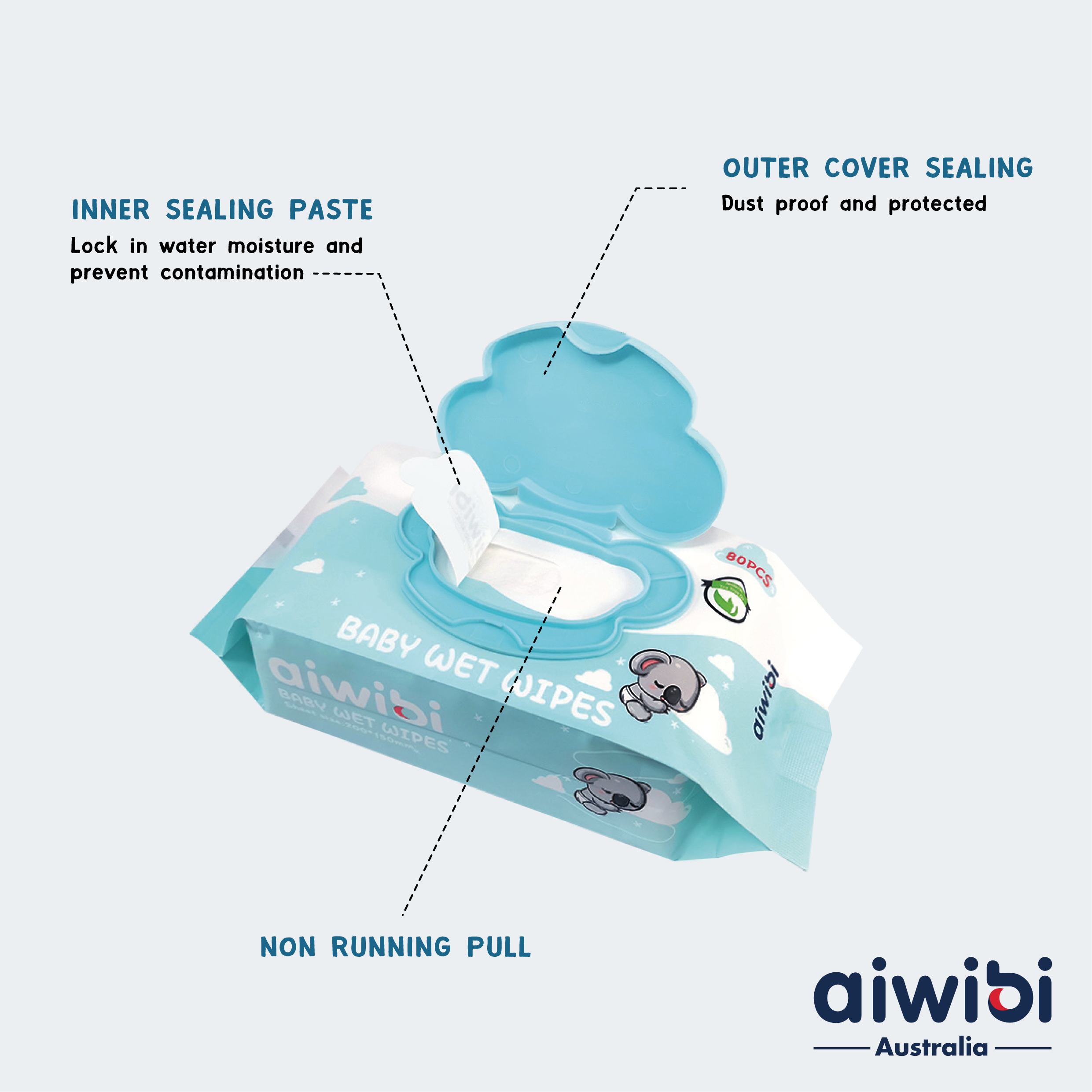 AIWIBI Water-based Wet Wipes (80pcs) - Strawberry