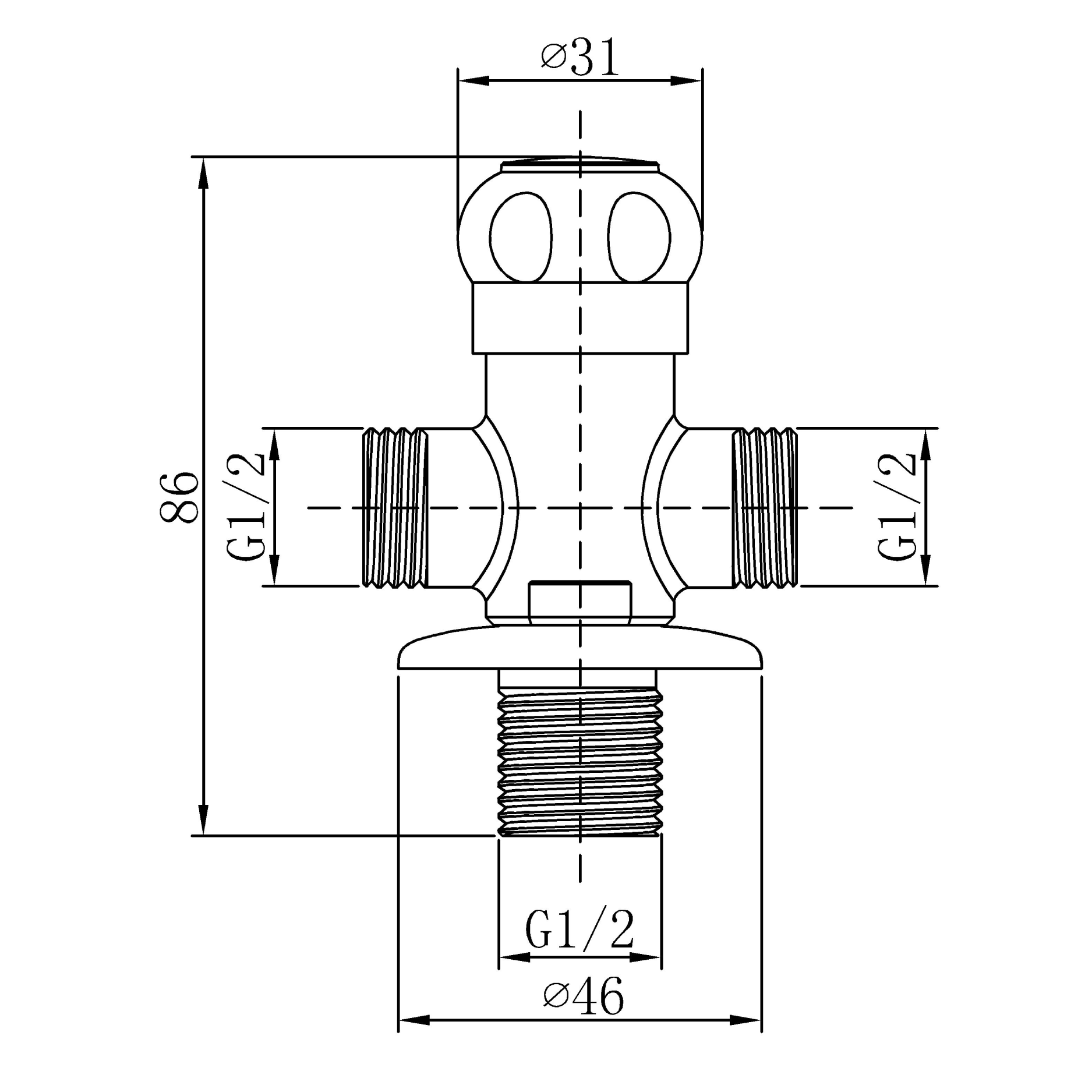Angle valve brass  - Chrome