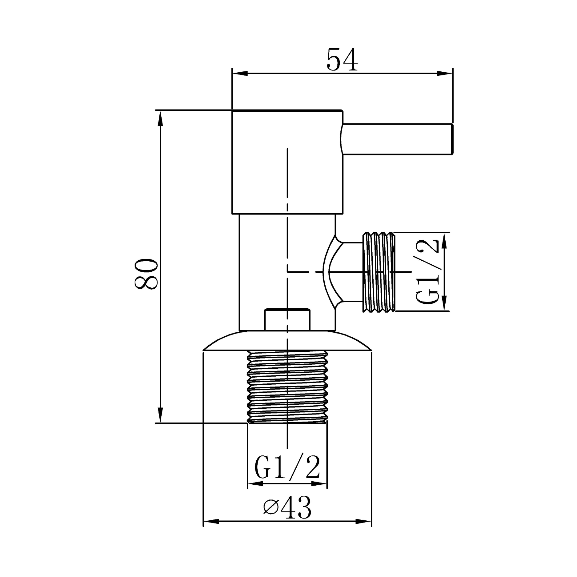 Angle valve brass  - Chrome