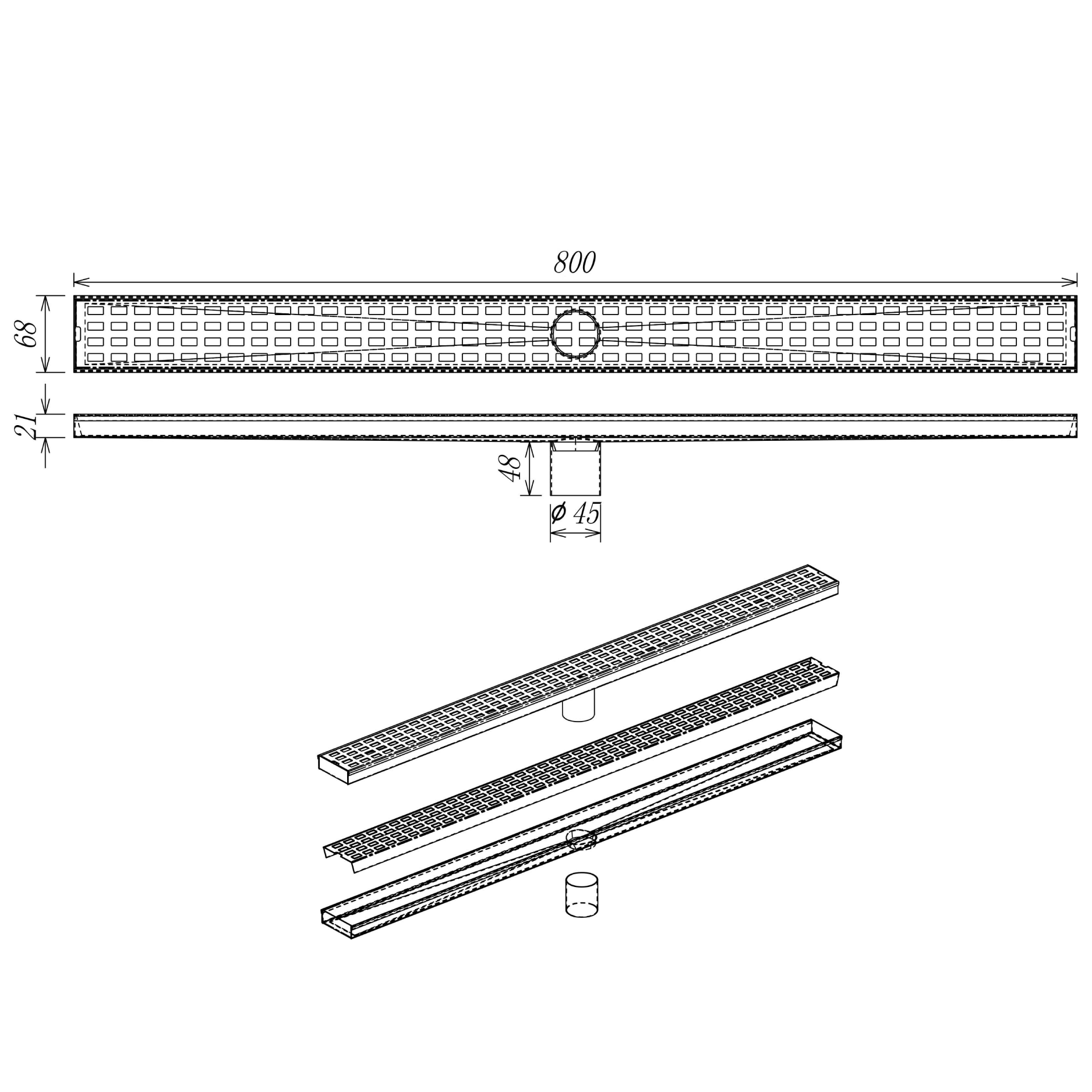 Floor drainer (embed tiles) - 304 S.S