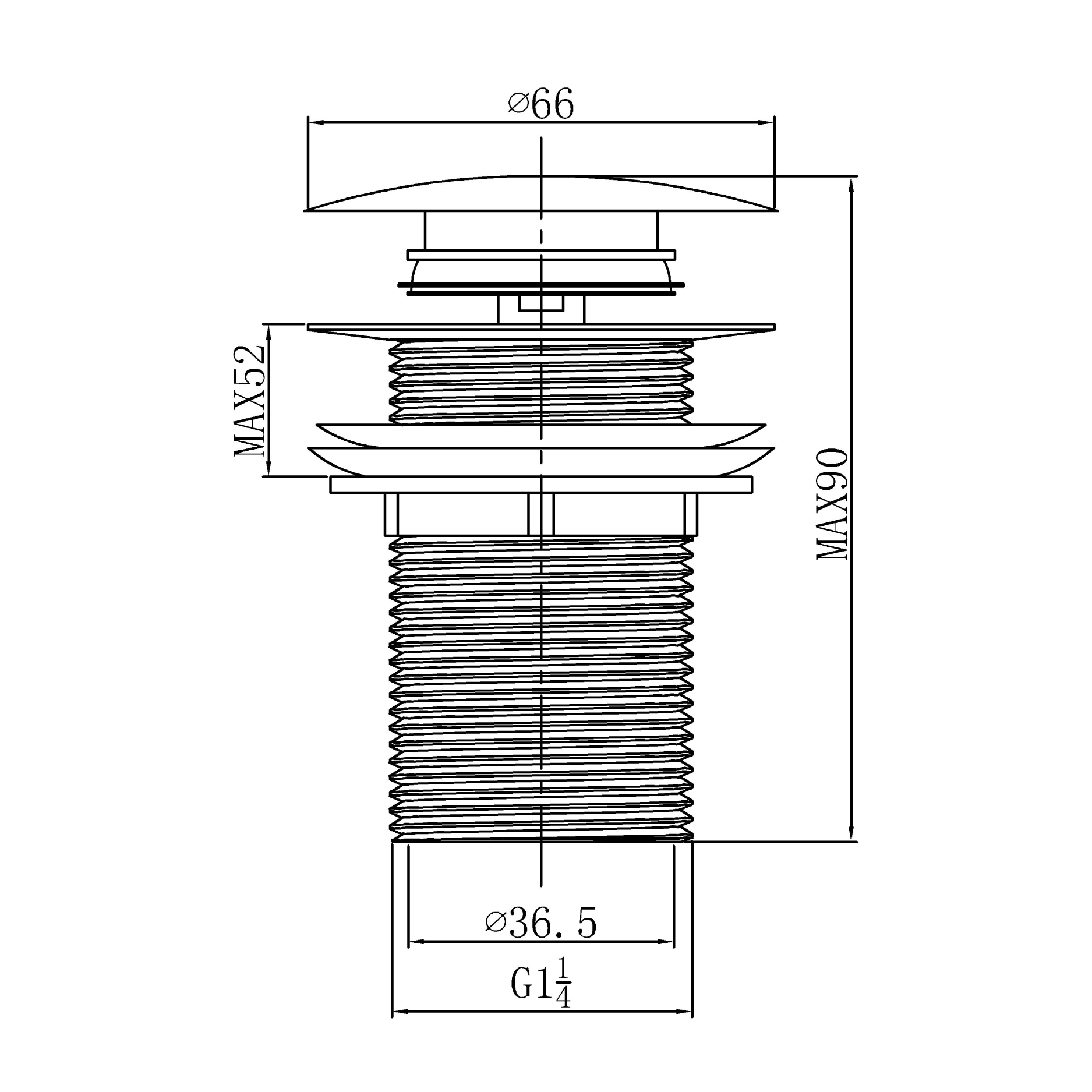 Basin drain (without overflow) Brass