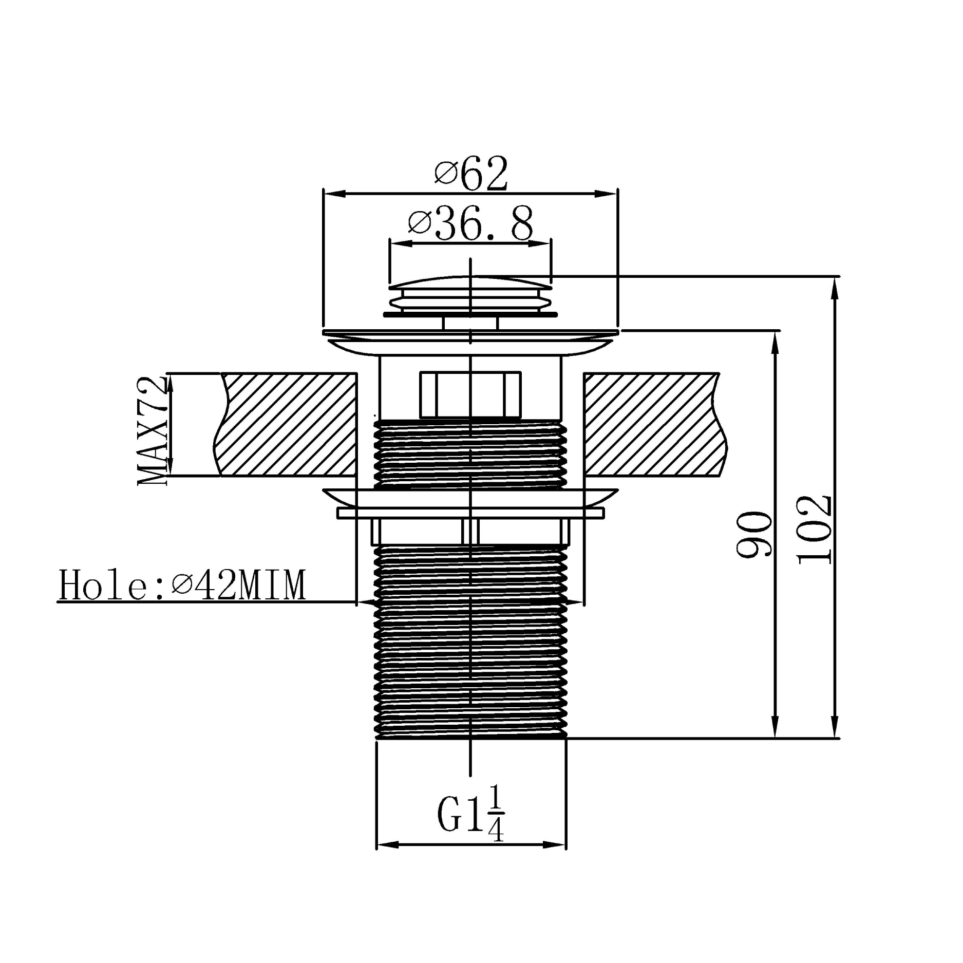 Basin drain pop up  (with overflow) Brass