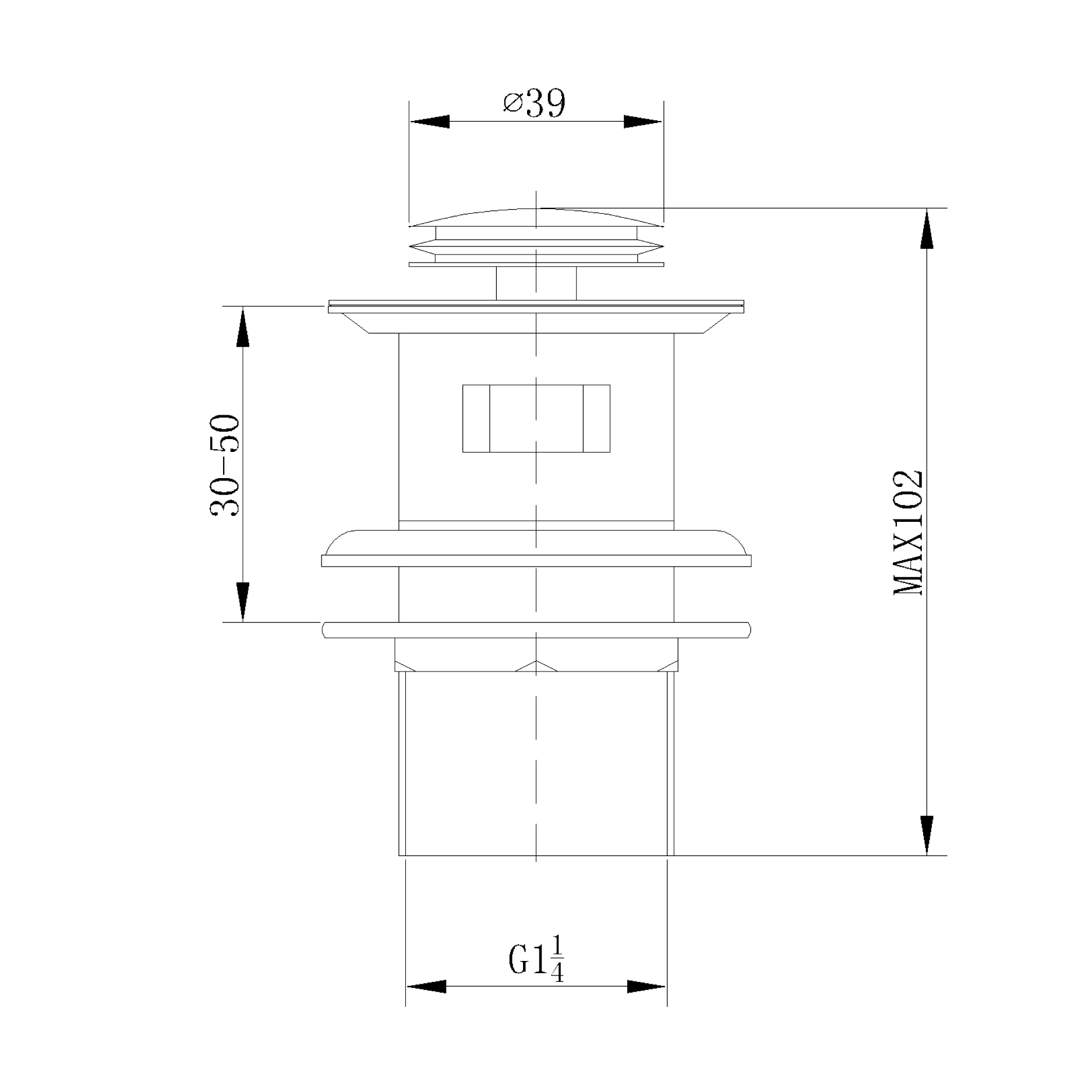 Basin drain pop up  (with overflow) Brass