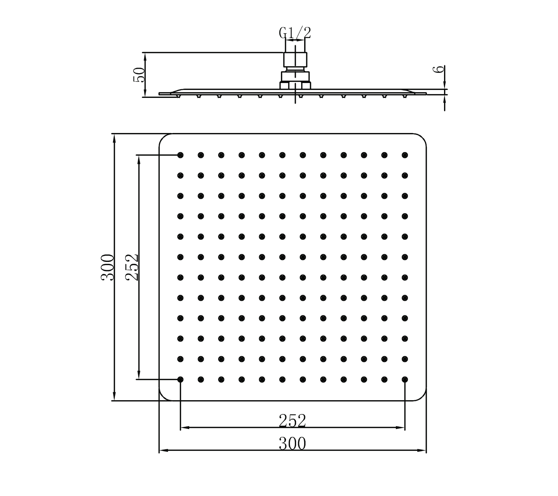 Ultrathin square shower head - SS - Polished