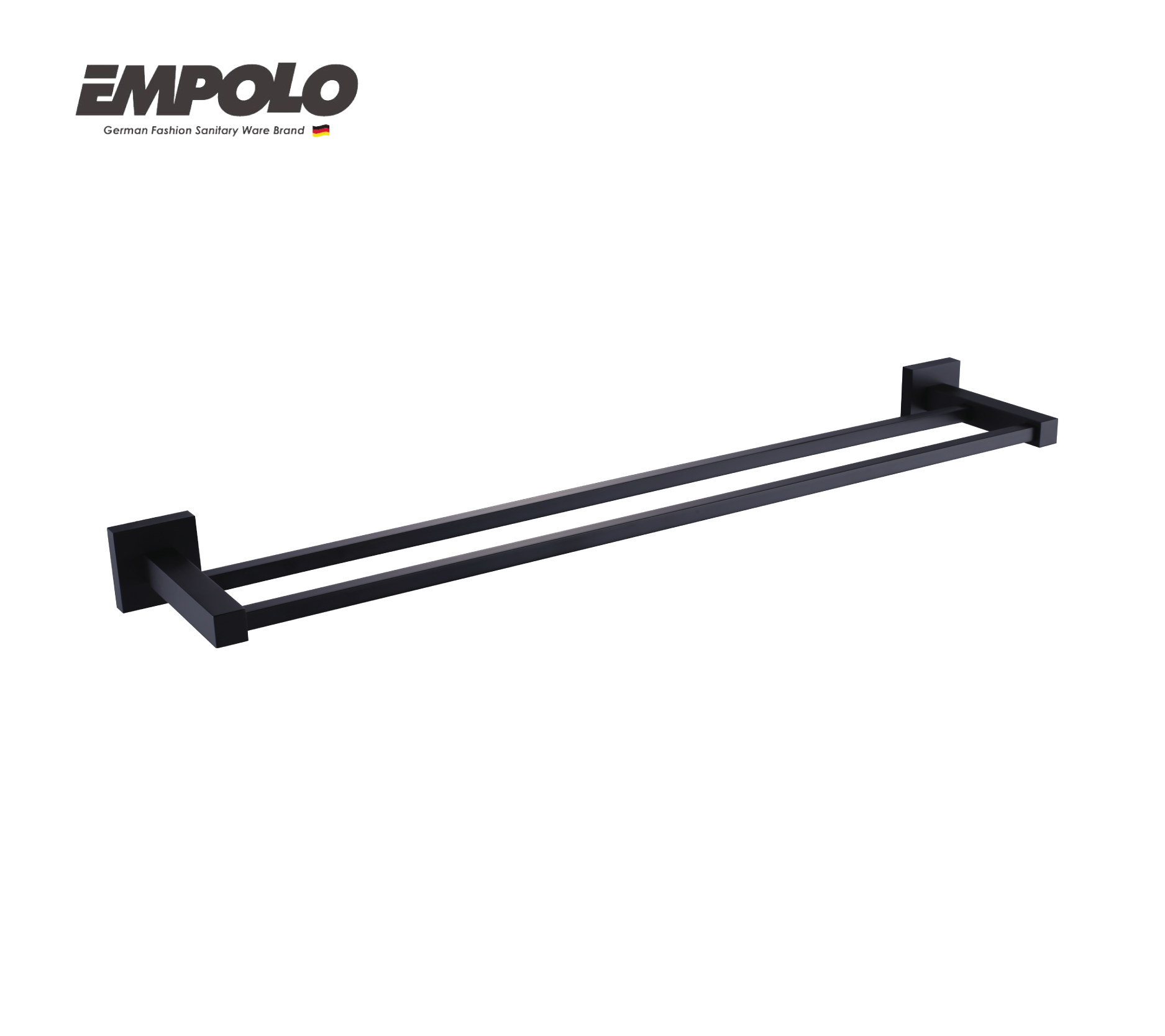 Double towel bar - Brass - Matte black