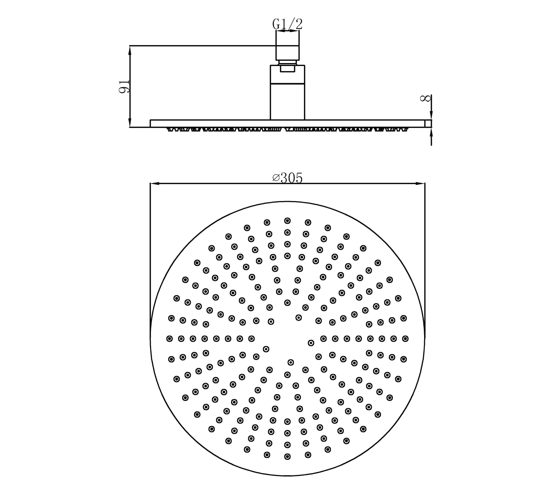 Shower head with LED - Brass - Chrome