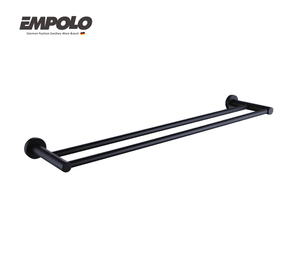 Double towel bar - Brass - Matte black