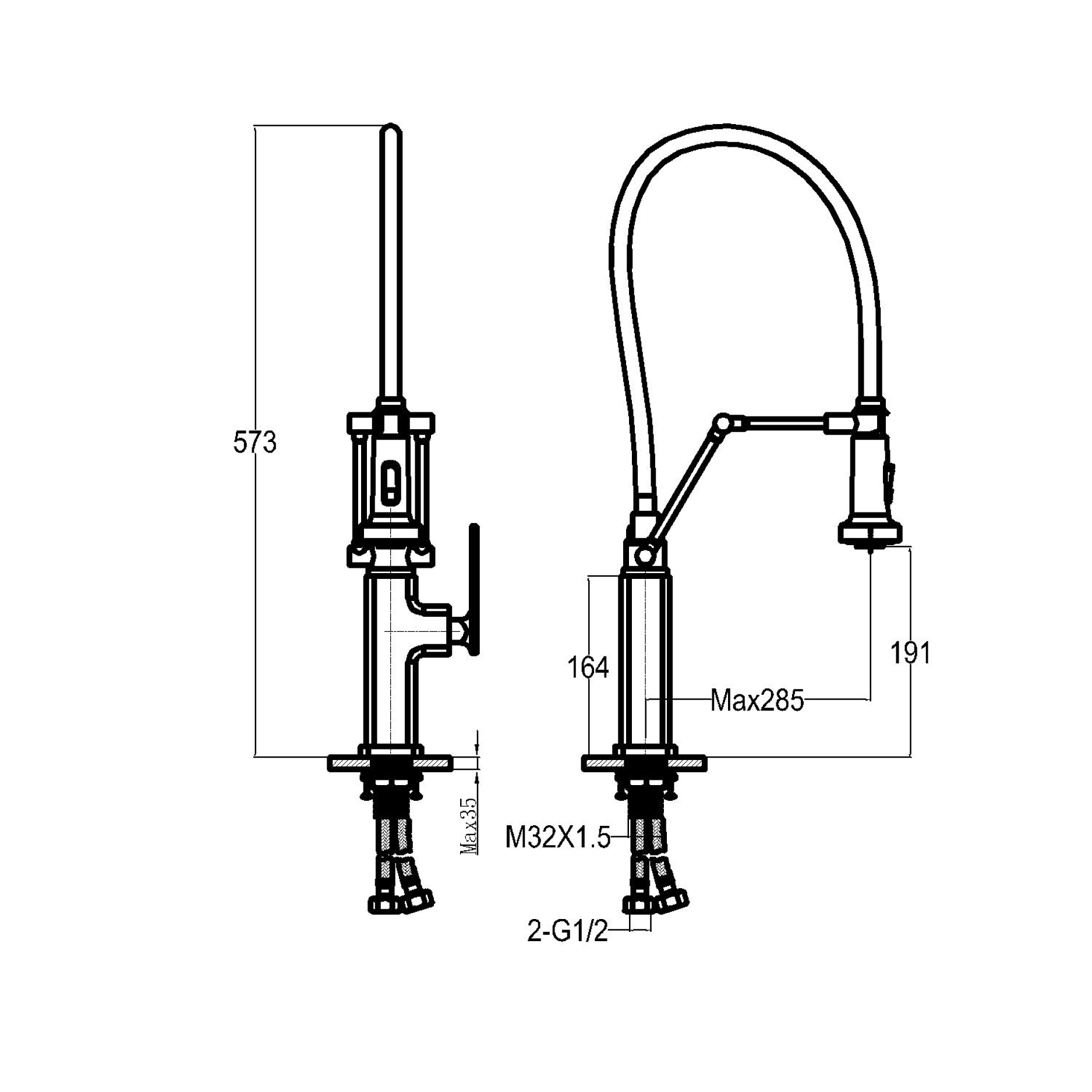 Kitchen tap - Brass - Hot & cold