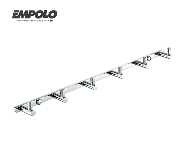 Hook strip with 6 hooks - brass