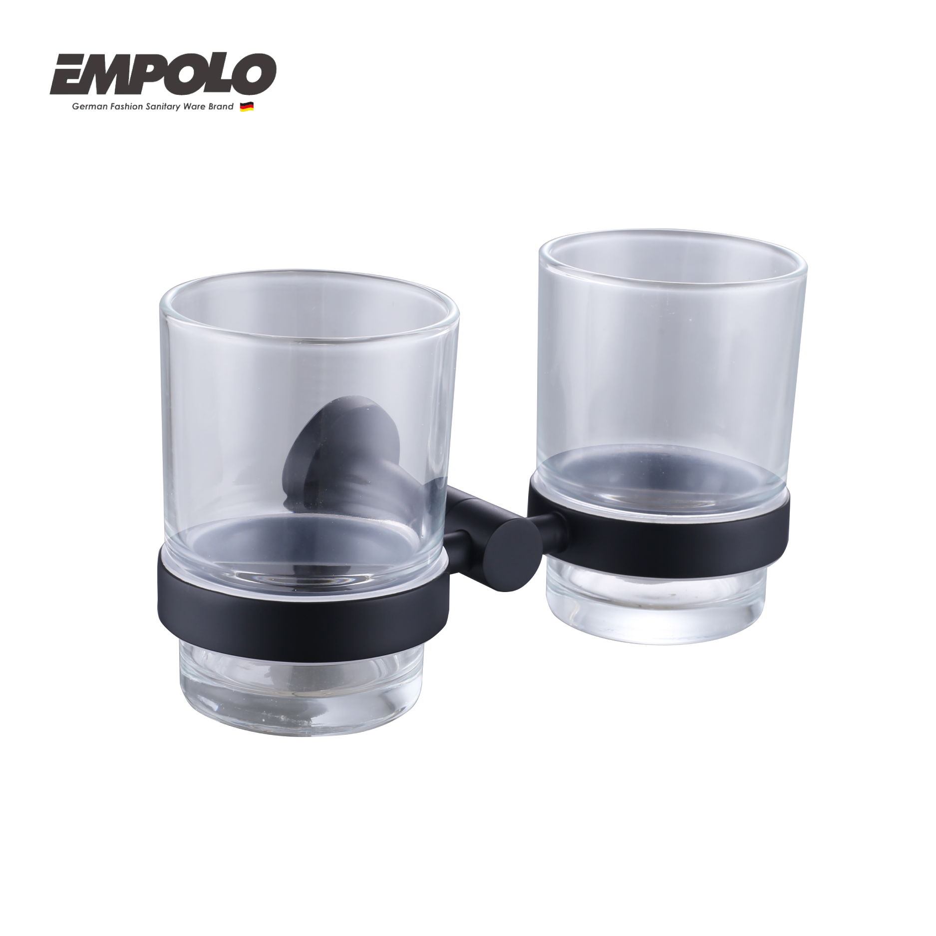 Double tumbler holder - Brass - Matte black