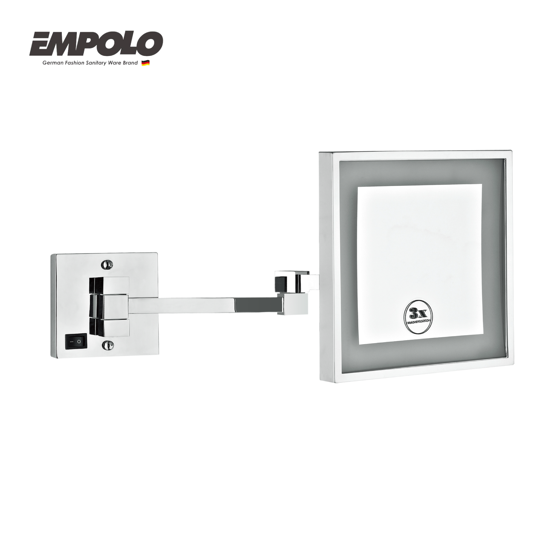 3x Magnifying mirror with LED light - Brass