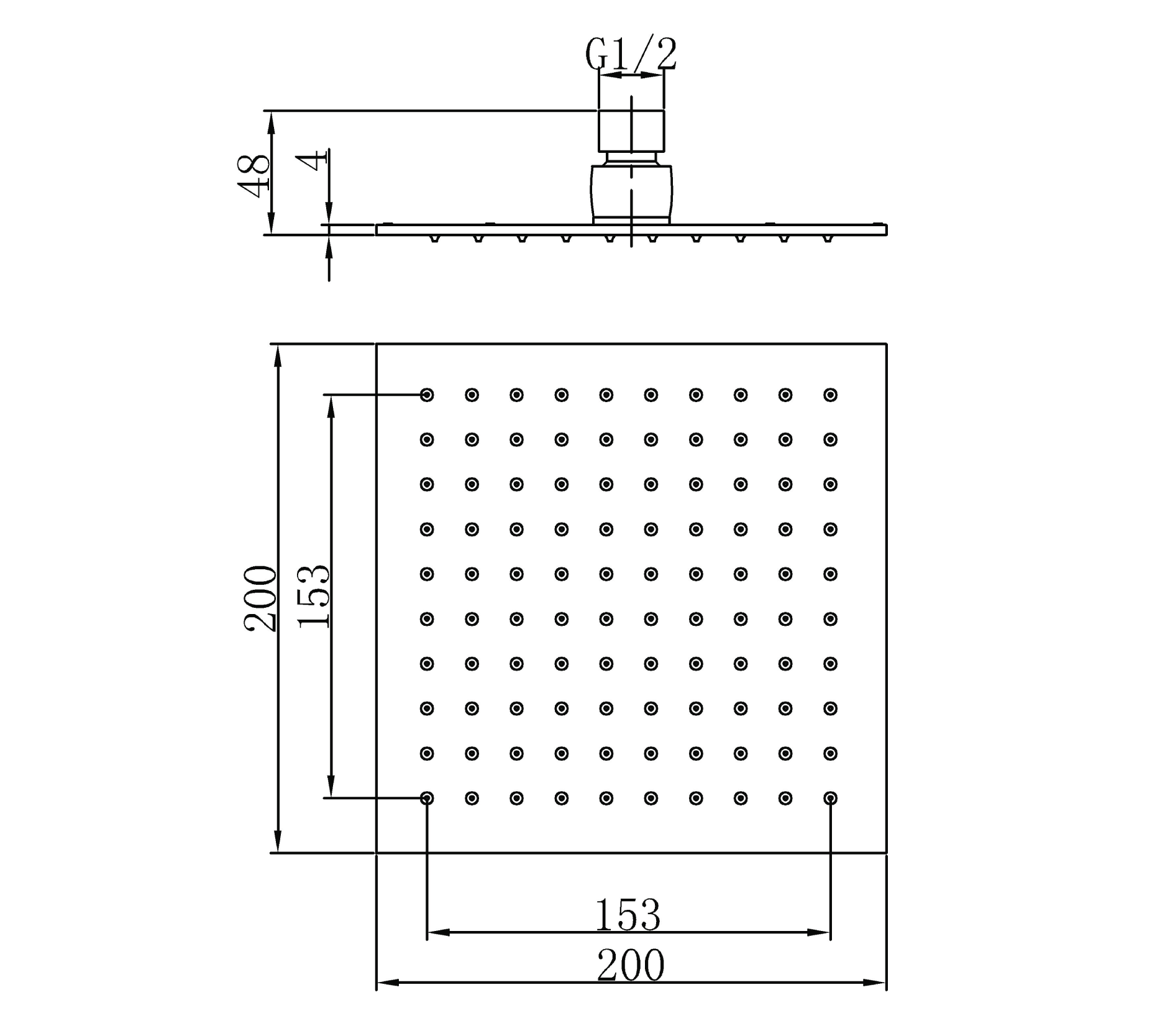 Ultrathin square shower head - Brass