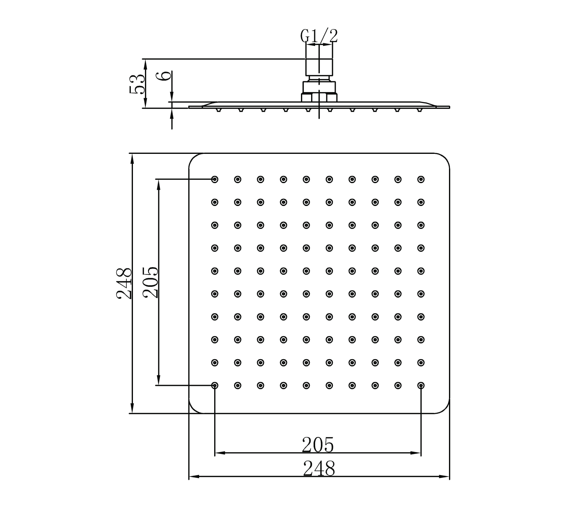 Ultrathin square shower head - SS - Polished
