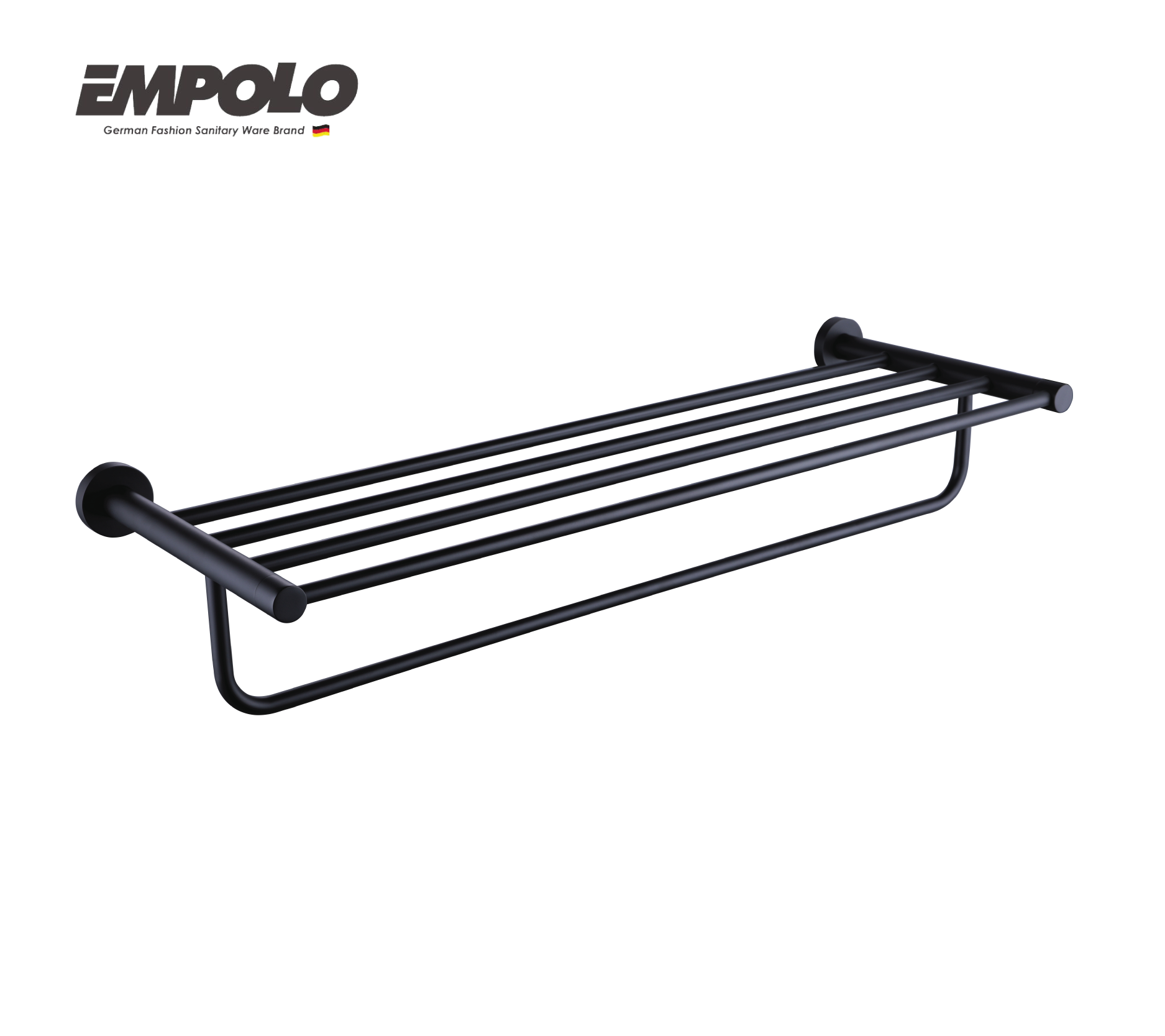 Double towel shelf - brass - Matte black
