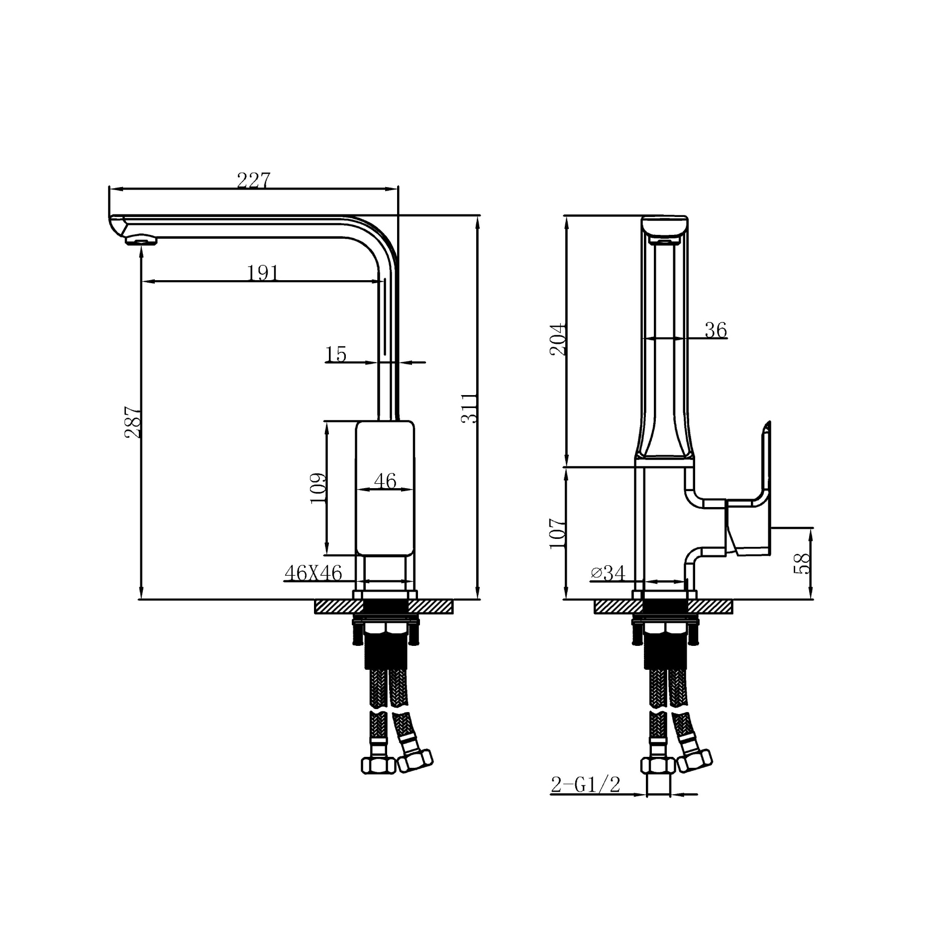 Kitchen tap - Brass - Hot & cold