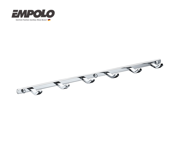 Hook strip with 6 hooks - brass