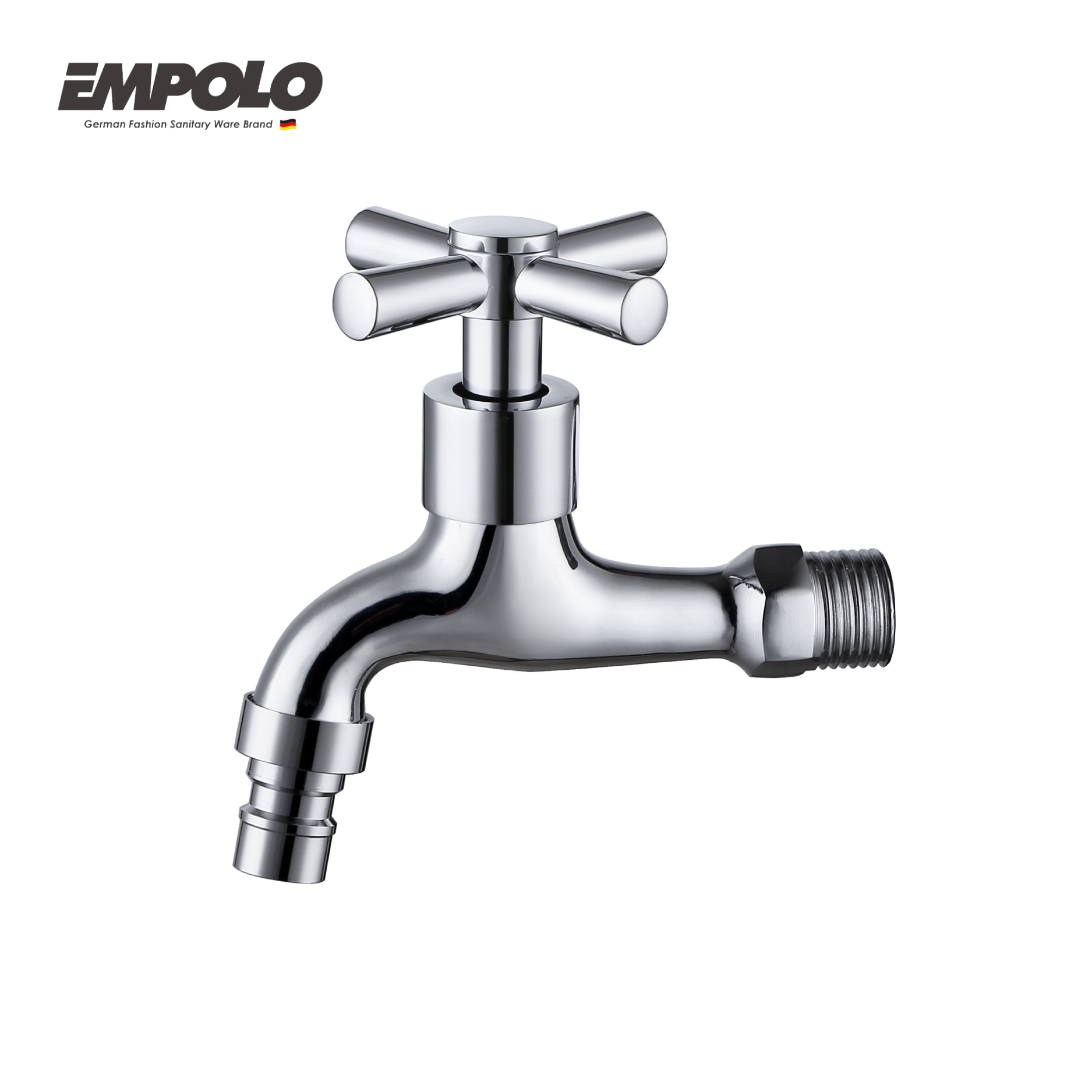 In-wall bib tap - Brass - Chrome - Cold water