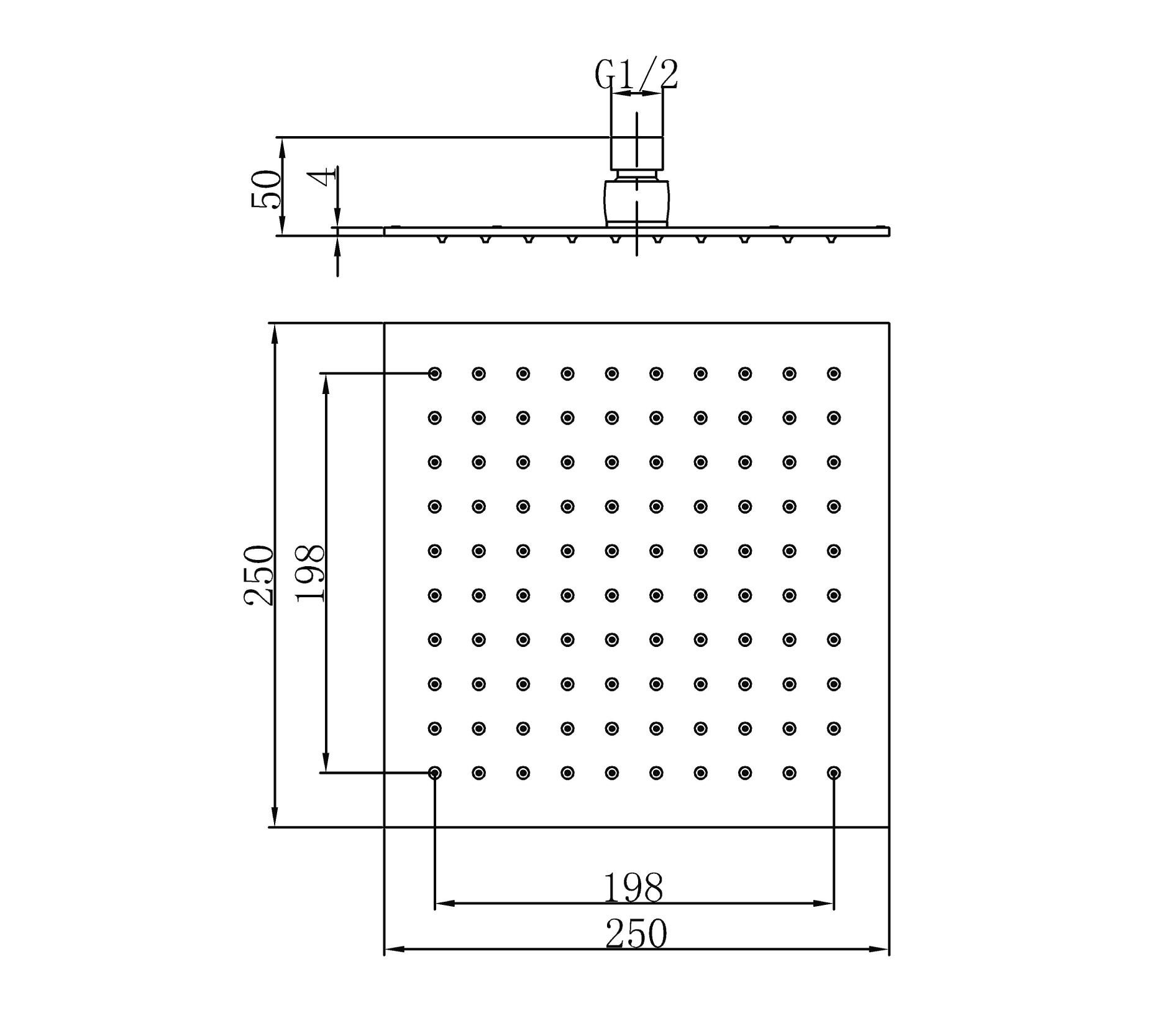 Ultrathin square shower head - Brass - Chrome