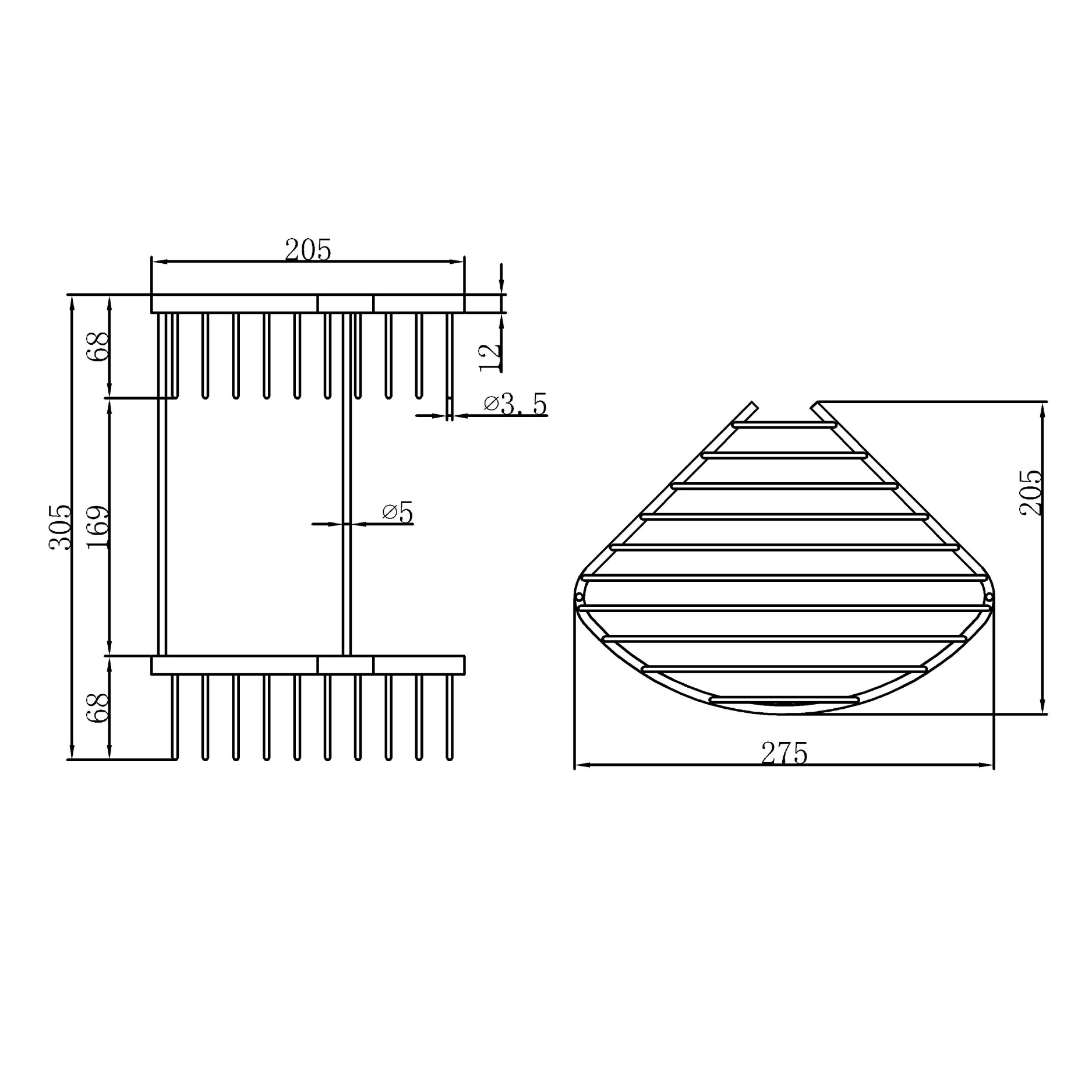Corner double basket - Brass